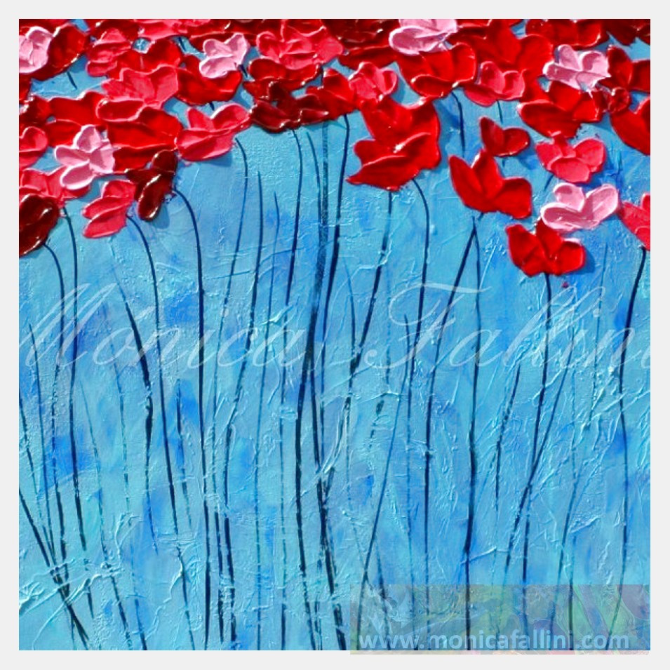 Painting titled 'Dancing Poppies in a dream. ' by Monica Fallini