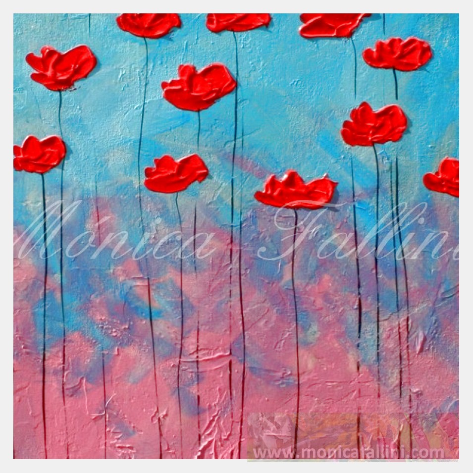 Painting titled 'Red Poppies after the rain.' by Monica Fallini