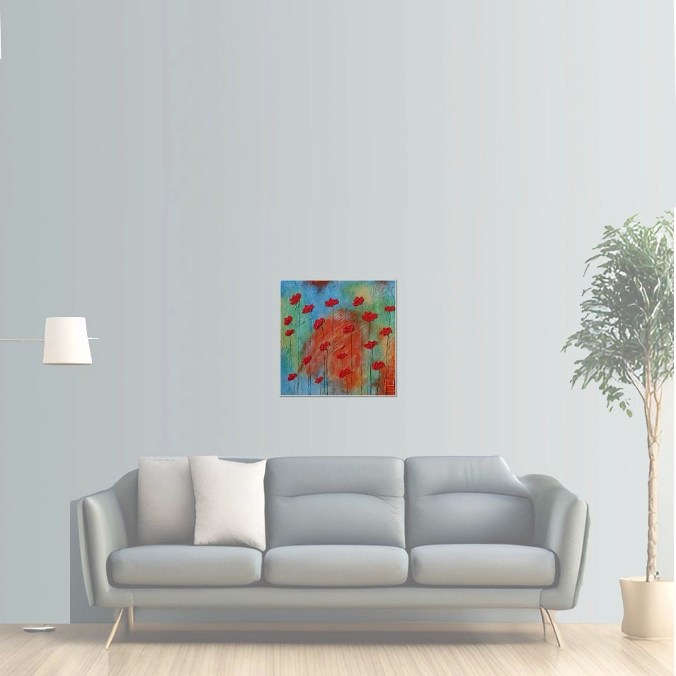Painting titled 'Red Poppies on a sunny day #1' by Monica Fallini