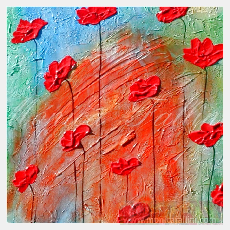 Painting titled 'Red Poppies on a sunny day #1' by Monica Fallini