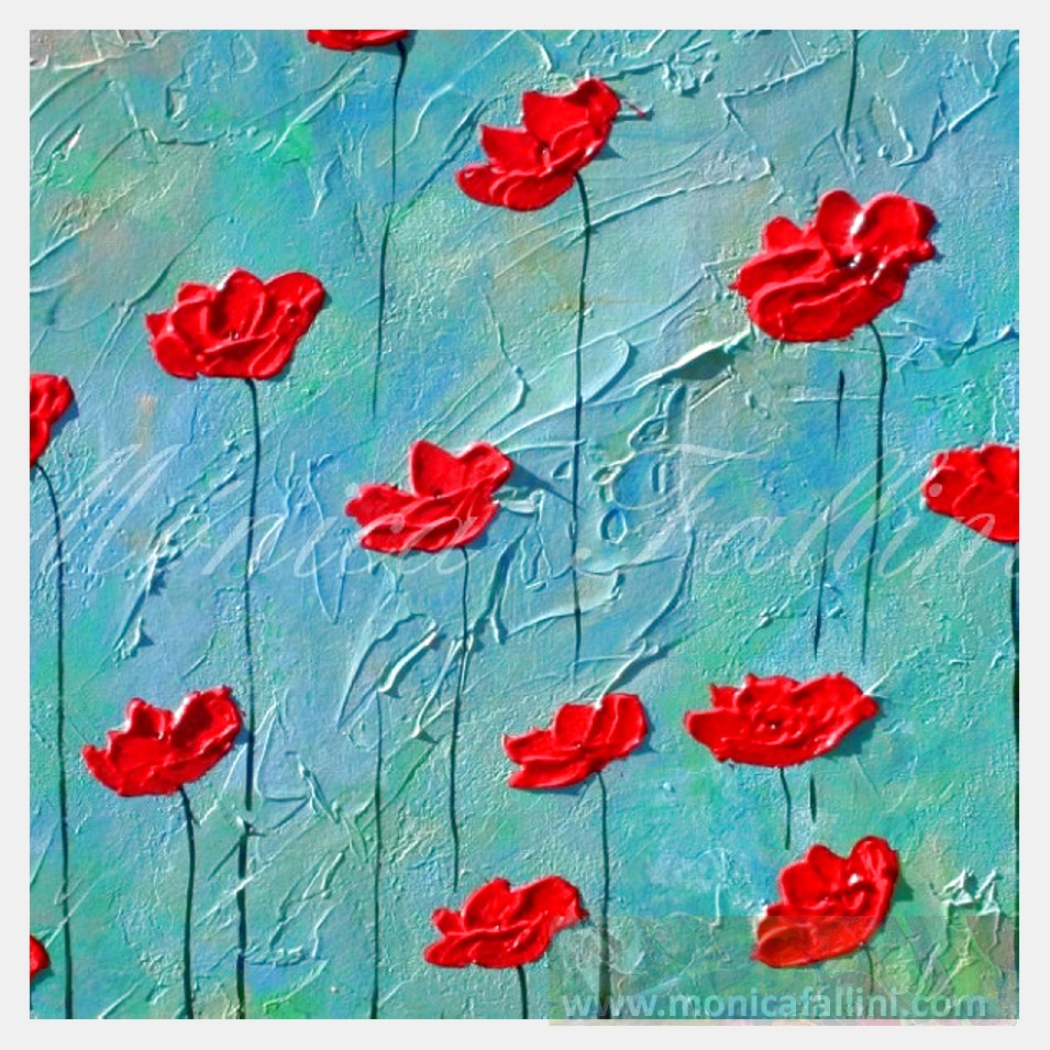 Painting titled 'Red Poppies on a sunny day #2' by Monica Fallini