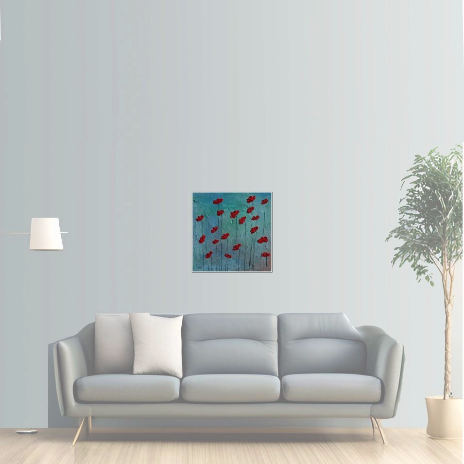 Painting titled 'Red Poppies on a sunny day #3' by Monica Fallini