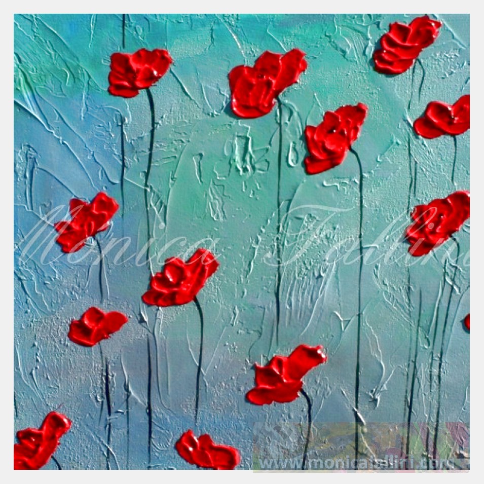 Painting titled 'Red Poppies on a sunny day #3' by Monica Fallini