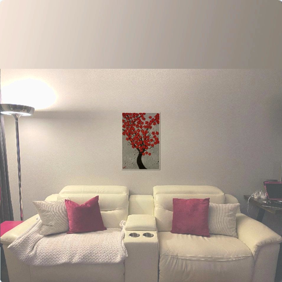 Painting titled 'Red Cherry blossoms.' by Monica Fallini