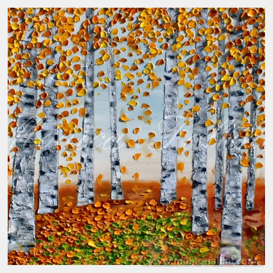 Painting titled 'A walk among the Aspens' by Monica Fallini