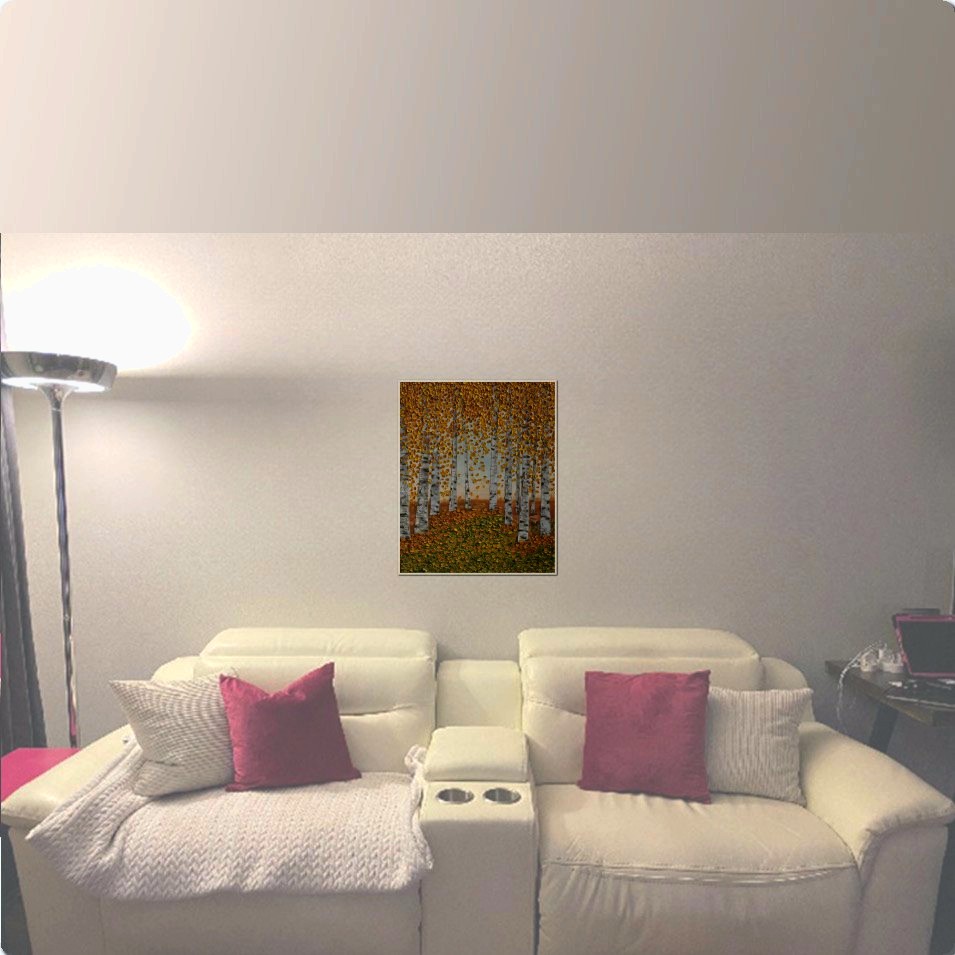 Painting titled 'A walk among the Aspens' by Monica Fallini