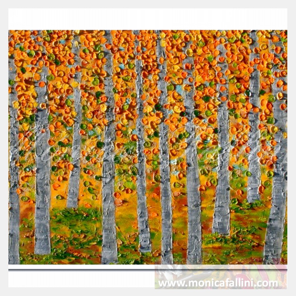 Painting titled 'Aspen forest. ' by Monica Fallini