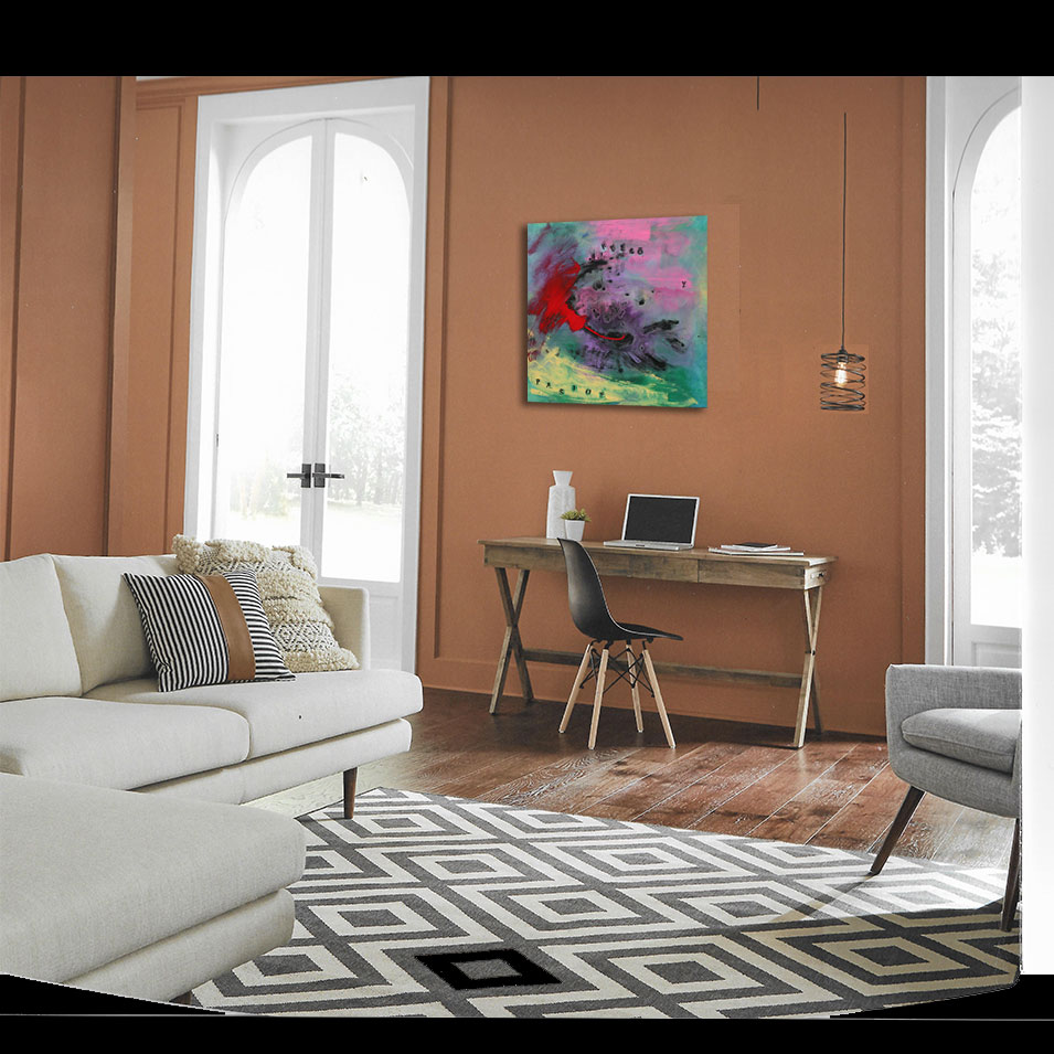 Painting titled 'Fuego y pasion. Fire and passion' by Monica Fallini