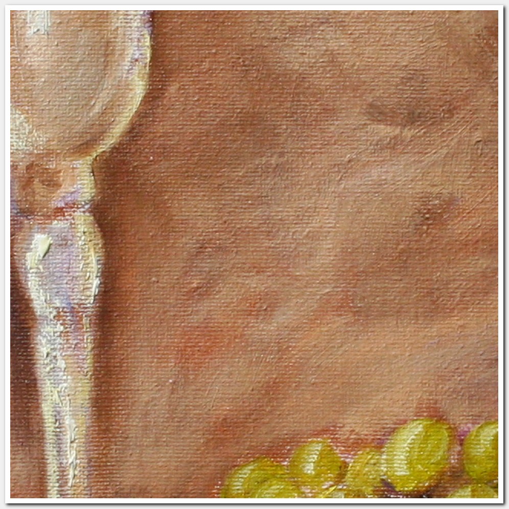 Painting titled 'Goblet glass and grapes study.' by Monica Fallini
