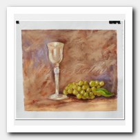 Goblet glass and grapes study.