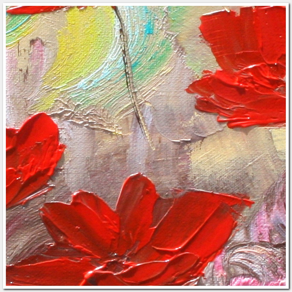 Painting titled 'Red Poppies in the garden' by Monica Fallini