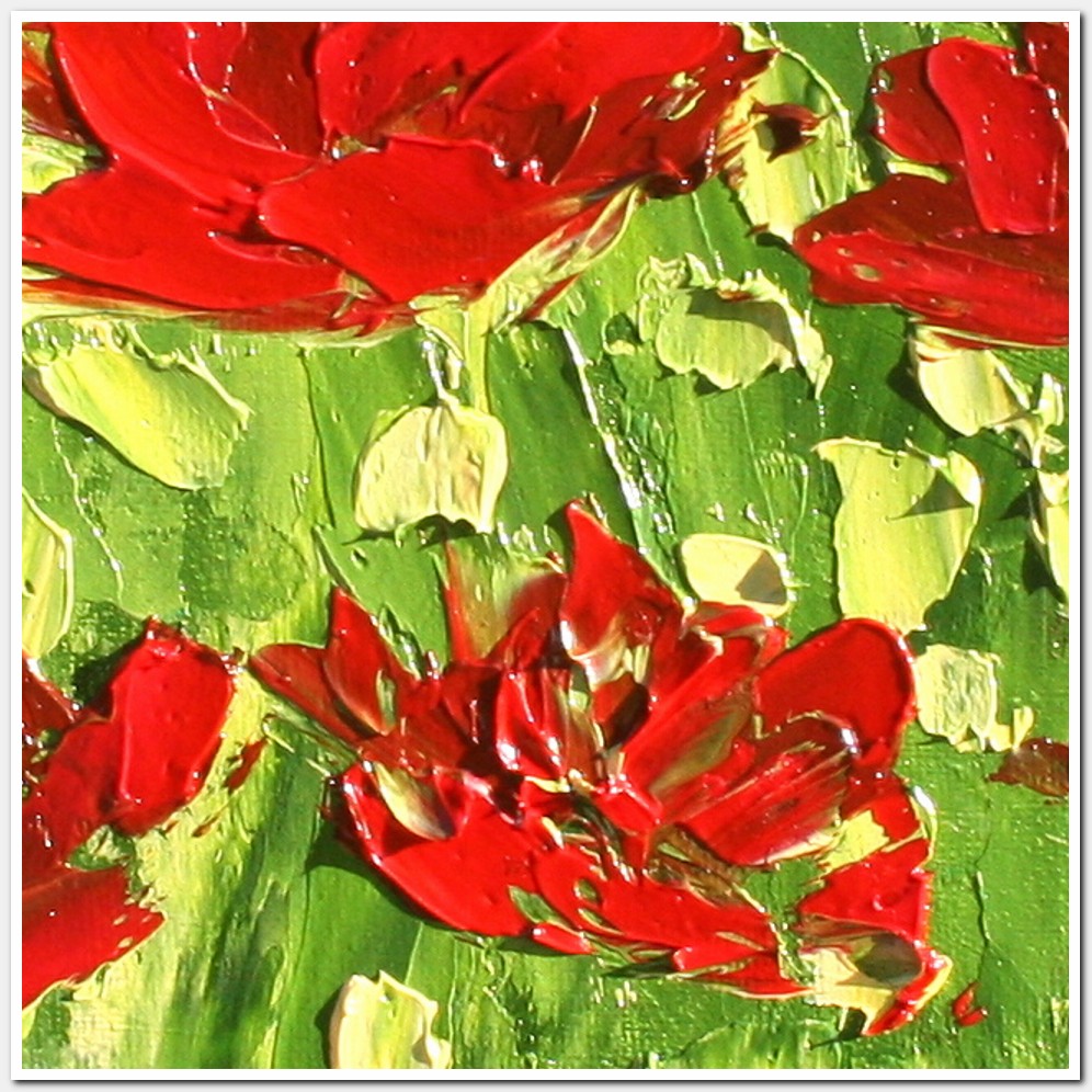 Painting titled 'Red Poppies in the garden' by Monica Fallini