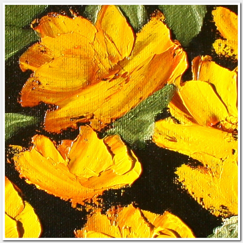 Painting titled 'Multitude, yellow Poppies' by Monica Fallini