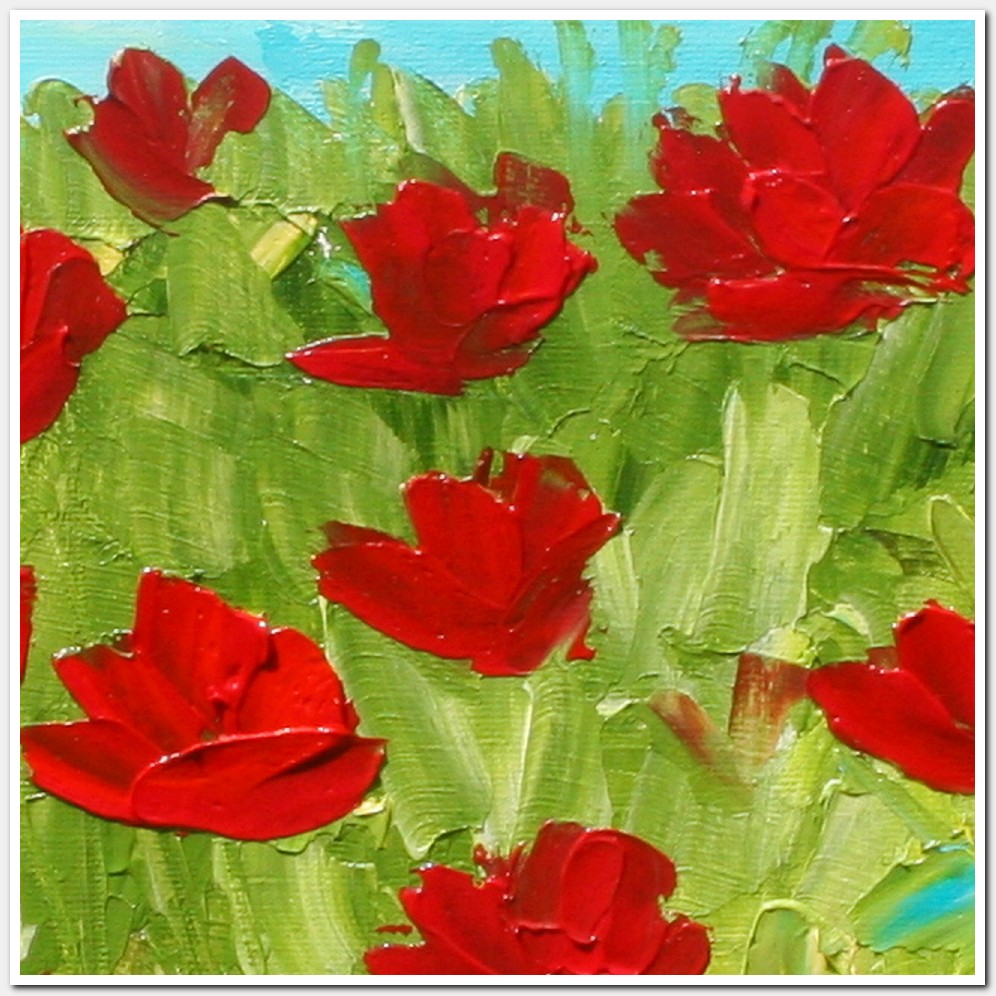 Painting titled 'Red Poppies in the field' by Monica Fallini