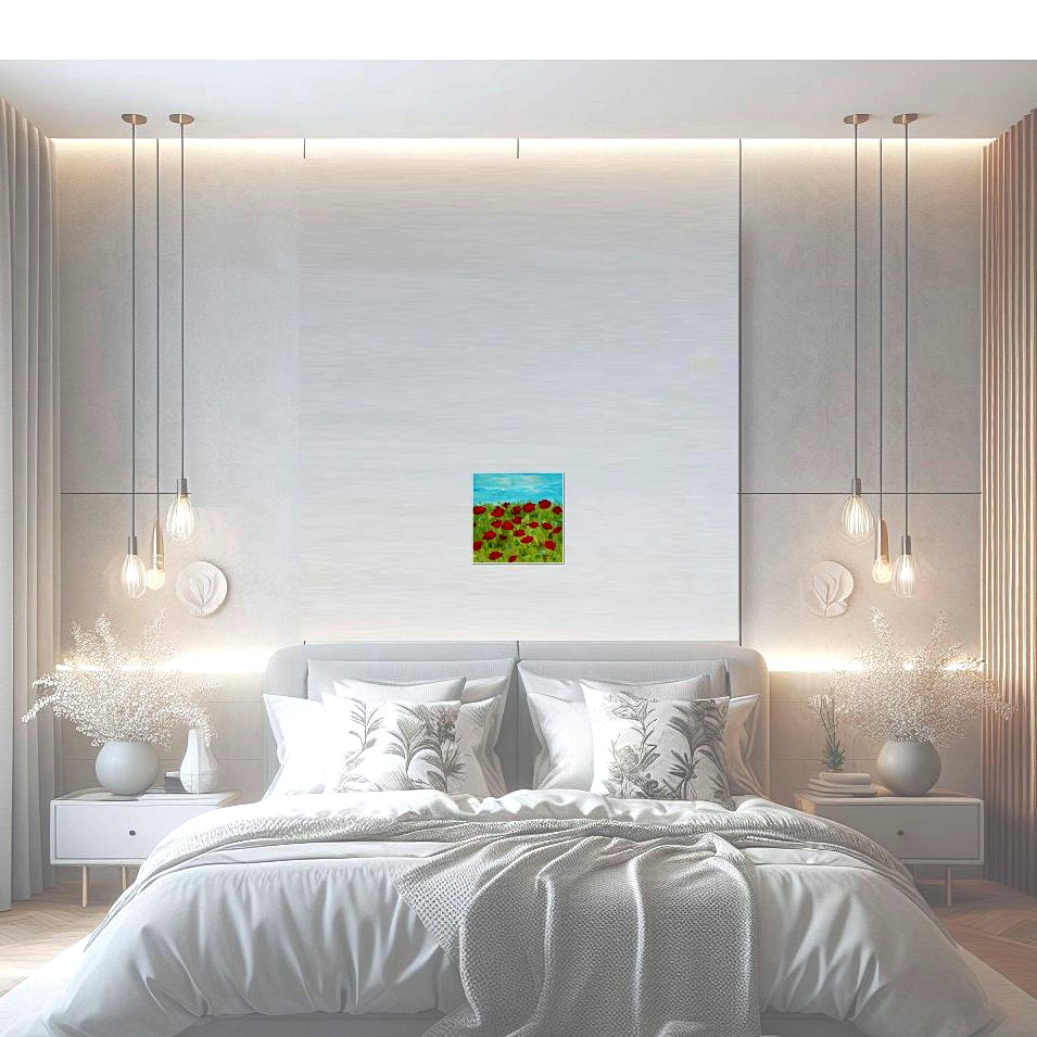 Painting titled 'Red Poppies in the field' by Monica Fallini