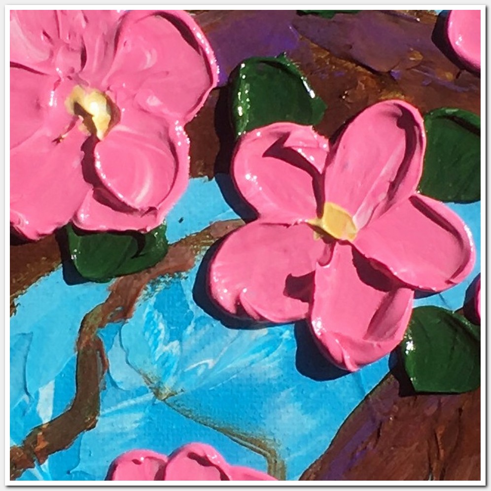 Painting titled 'Sakura close-up. ' by Monica Fallini