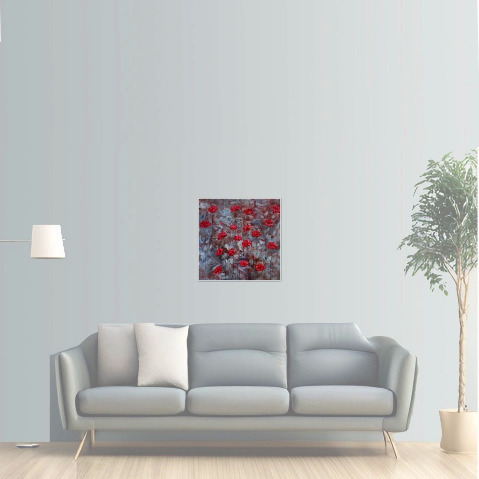 Painting titled 'Red Poppies after the rain. ' by Monica Fallini