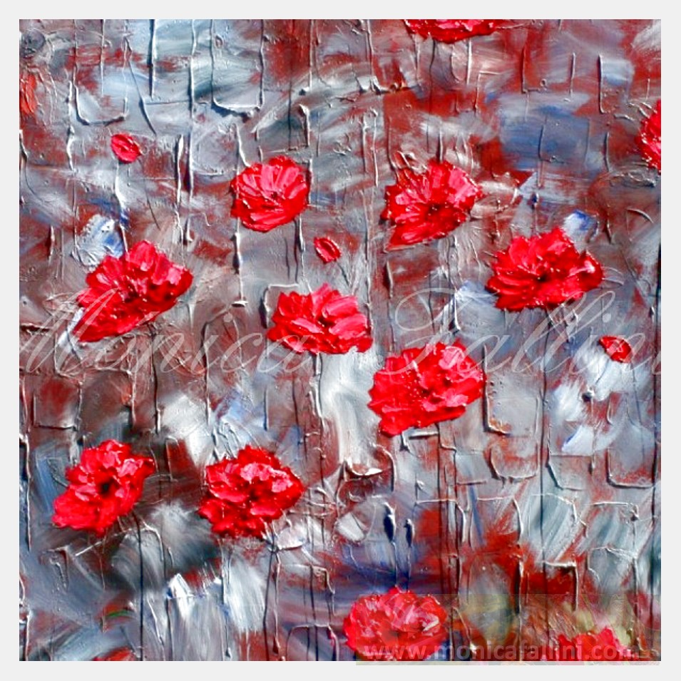 Painting titled 'Red Poppies after the rain. ' by Monica Fallini