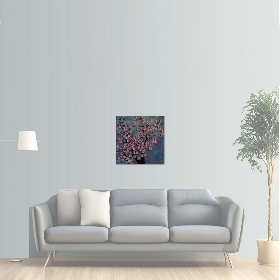 Painting titled 'Sakura, pink blossoms' by Monica Fallini