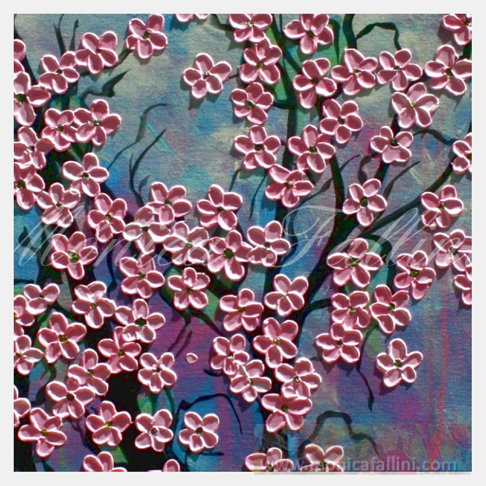 Painting titled 'Sakura, pink blossoms' by Monica Fallini