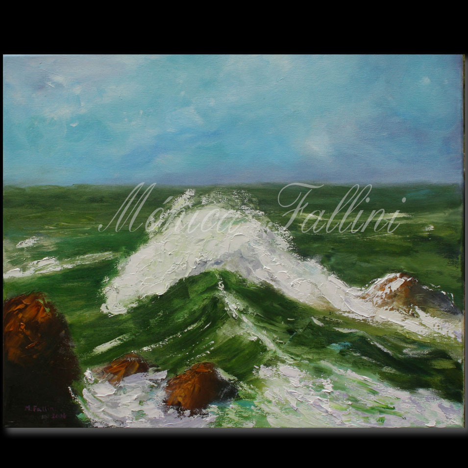 Painting titled 'Green sea' by Monica Fallini