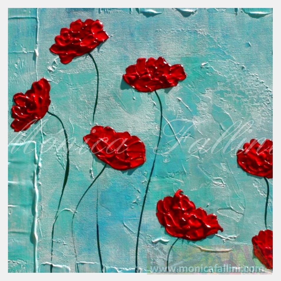 Painting titled 'Siete Amapolas. ' by Monica Fallini