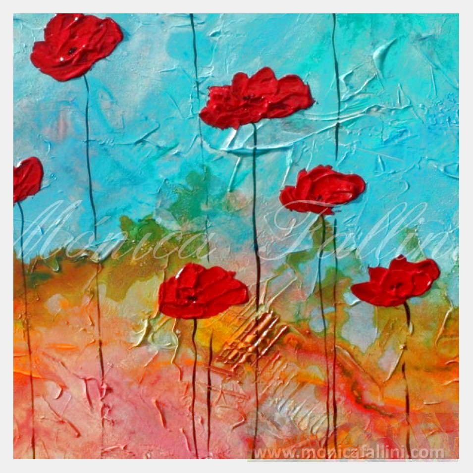 Painting titled 'Red Poppies after the rain. ' by Monica Fallini