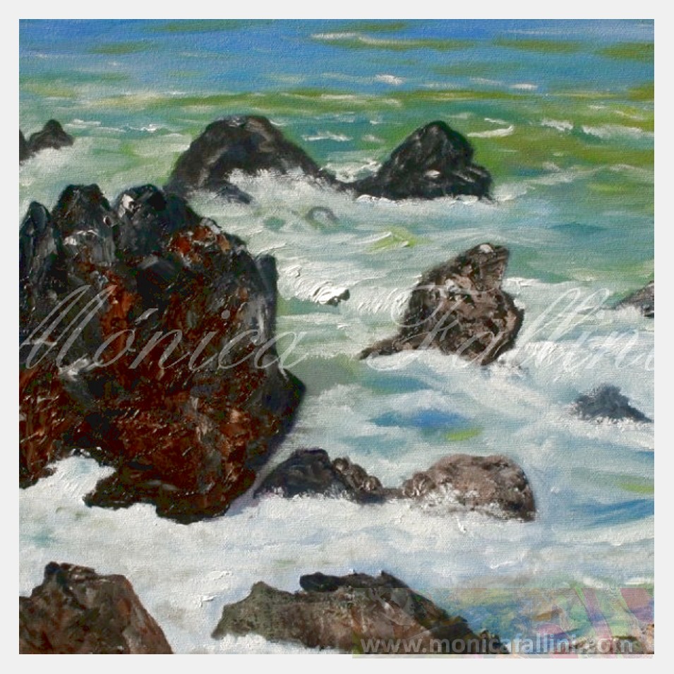 Painting titled 'Rocky coast, Cuchilla Alta (Uruguay)' by Monica Fallini