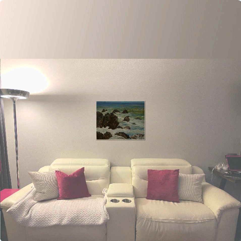 Painting titled 'Rocky coast, Cuchilla Alta (Uruguay)' by Monica Fallini