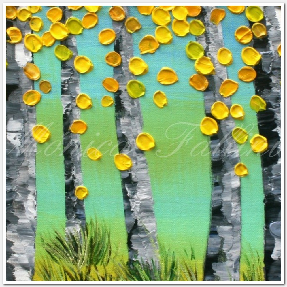 Painting titled 'Awake in the woods at dawn' by Monica Fallini