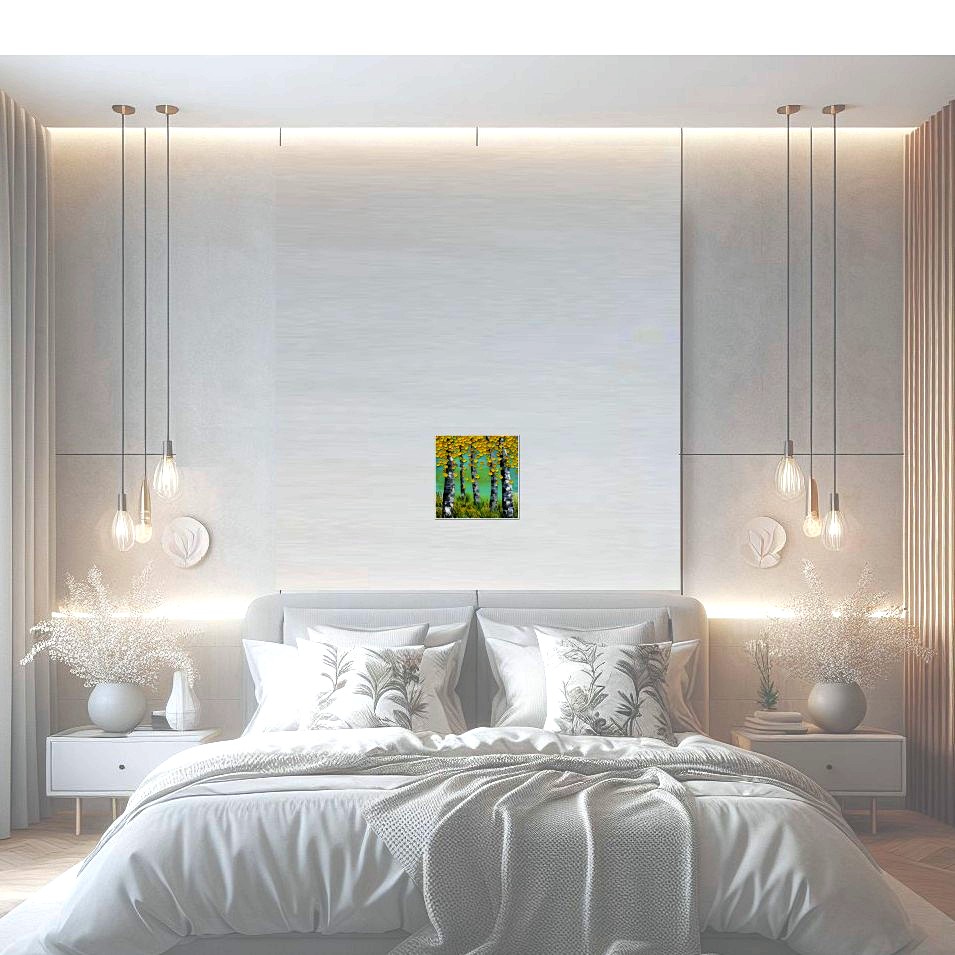 Painting titled 'Awake in the woods at dawn' by Monica Fallini