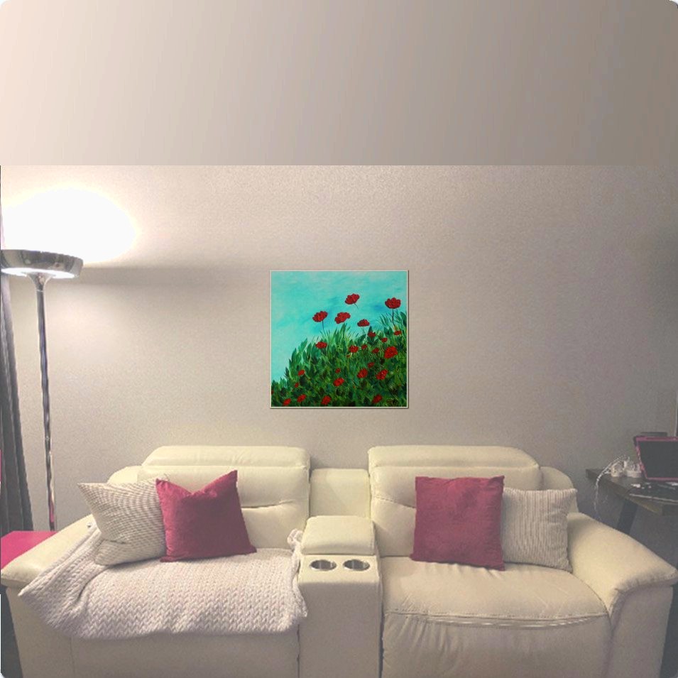 Painting titled 'Poppies by the ocean' by Monica Fallini