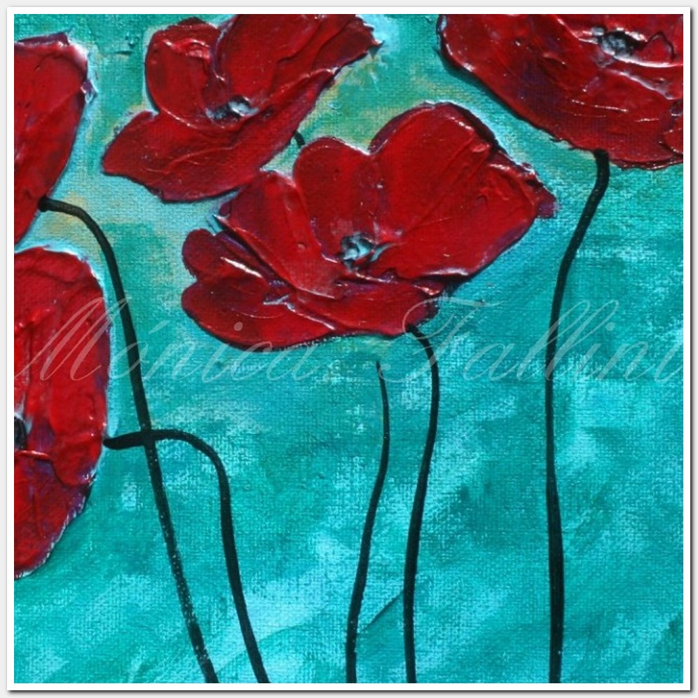 Painting titled 'Red Poppies in the garden' by Monica Fallini
