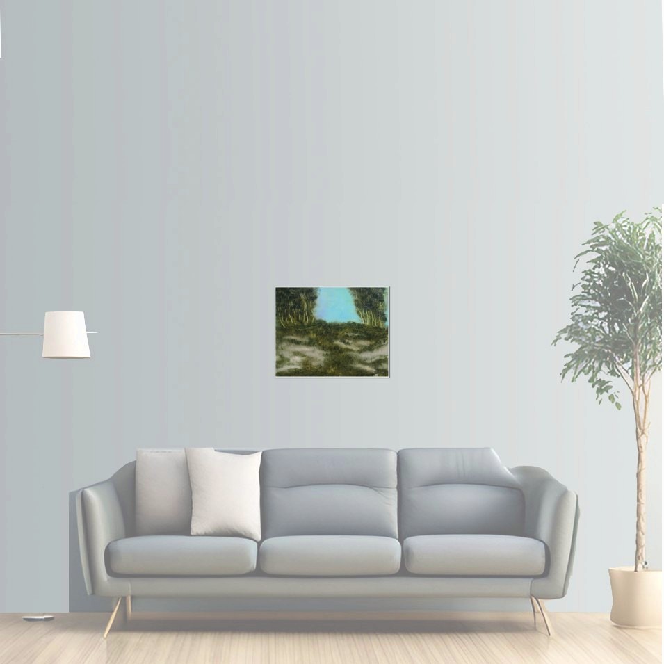 Painting titled 'Caminata en el monte #1 (A walk in the woods)' by Monica Fallini