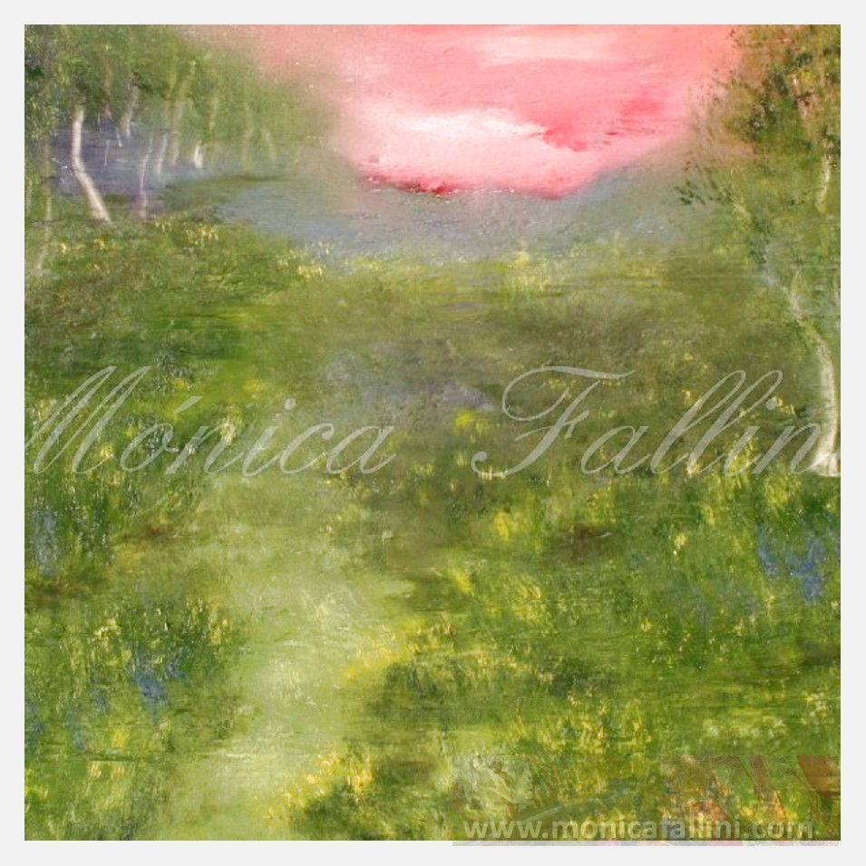 Painting titled 'Caminata en el monte #3 (A walk in the woods) ' by Monica Fallini