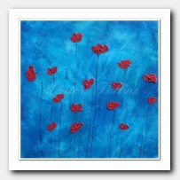 Red Poppies on deep blue