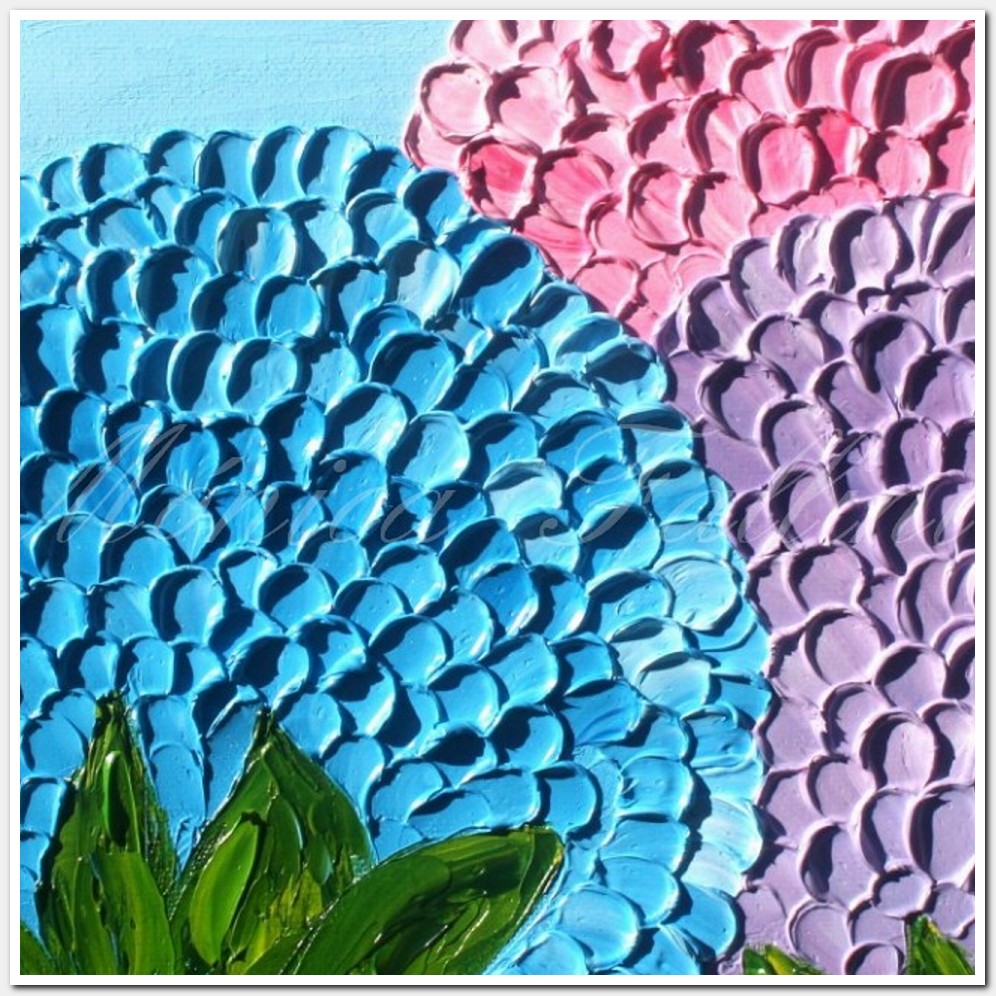 Painting titled 'Hydrangeas' garden' by Monica Fallini