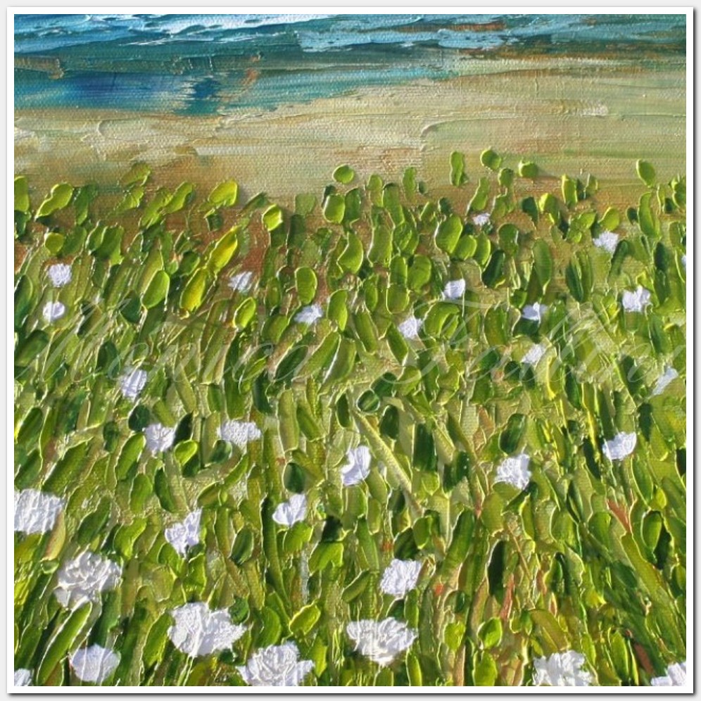 Painting titled 'Landscape with white flowers' by Monica Fallini