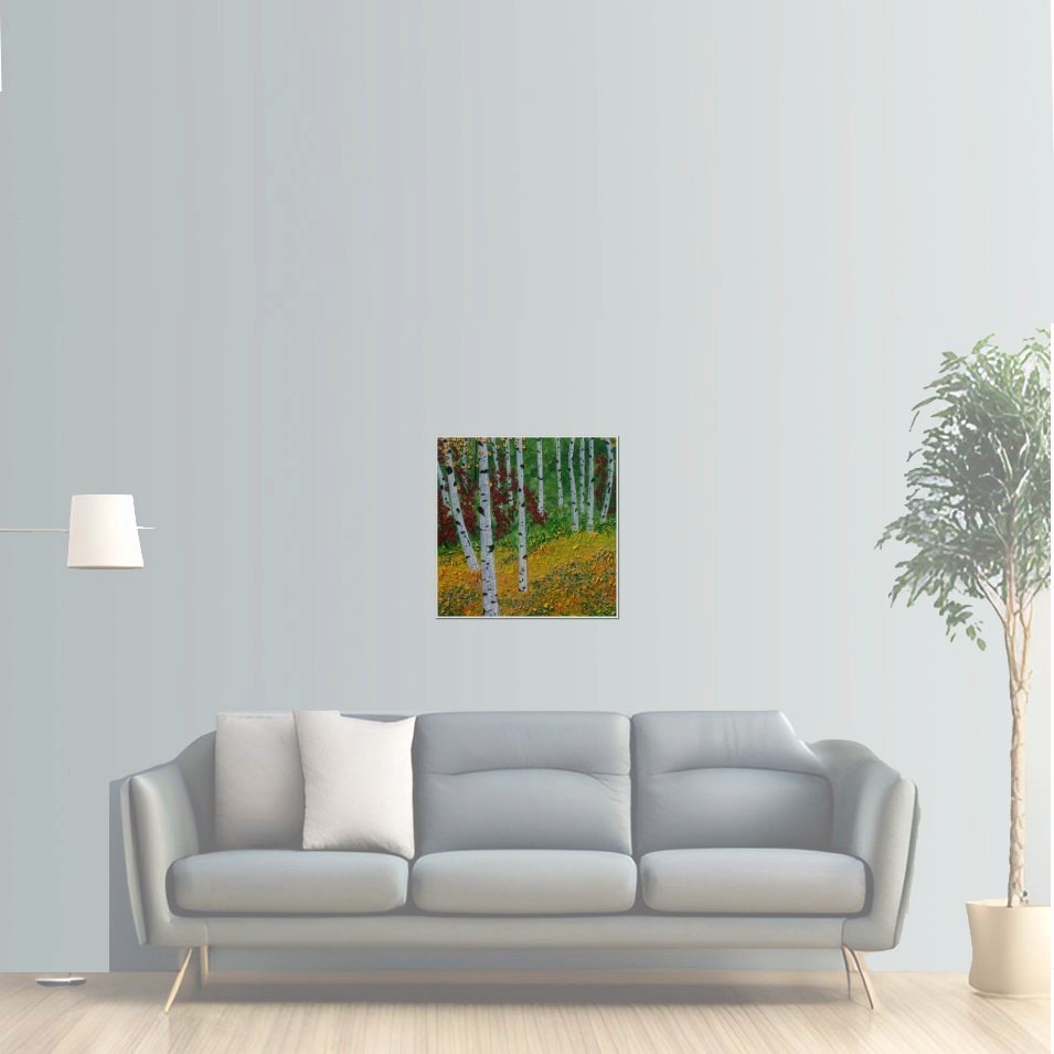 Painting titled 'A walk by the Aspens' by Monica Fallini