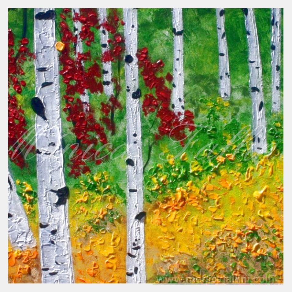 Painting titled 'A walk by the Aspens' by Monica Fallini