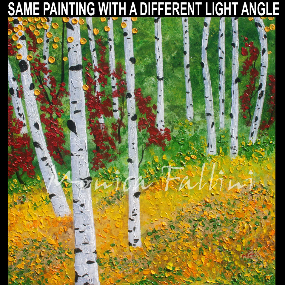 Painting titled 'A walk by the Aspens' by Monica Fallini
