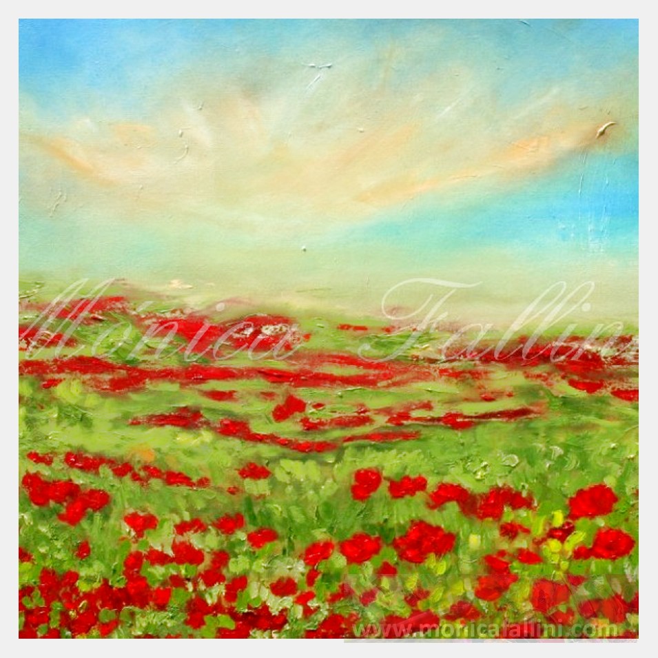Painting titled 'Field of Poppies.' by Monica Fallini