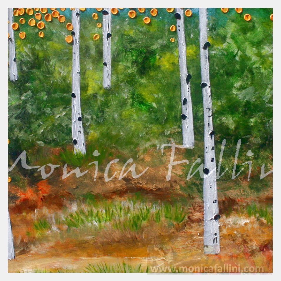 Painting titled 'A walk among the trees' by Monica Fallini