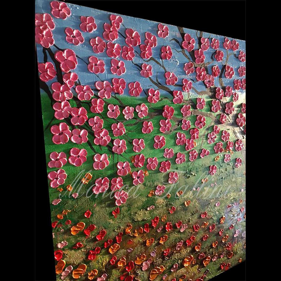 Painting titled 'Wild garden under the Cherry tree.' by Monica Fallini