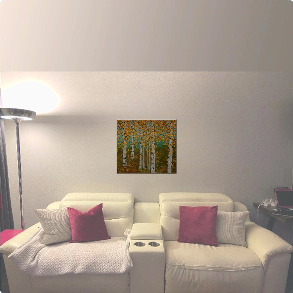 Painting titled 'A walk among the Aspens' by Monica Fallini