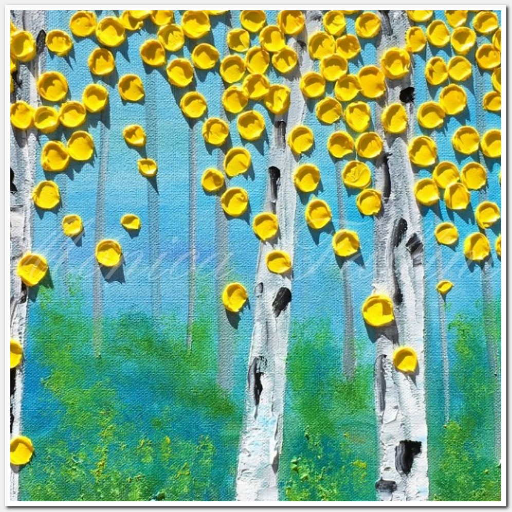 Painting titled 'Falling leaves in the woods.' by Monica Fallini