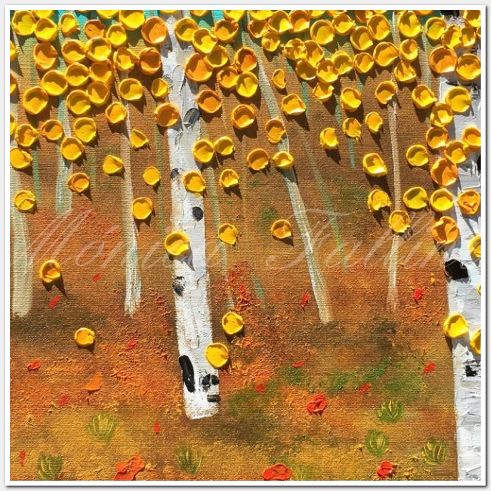 Painting titled 'Falling leaves in the woods.' by Monica Fallini