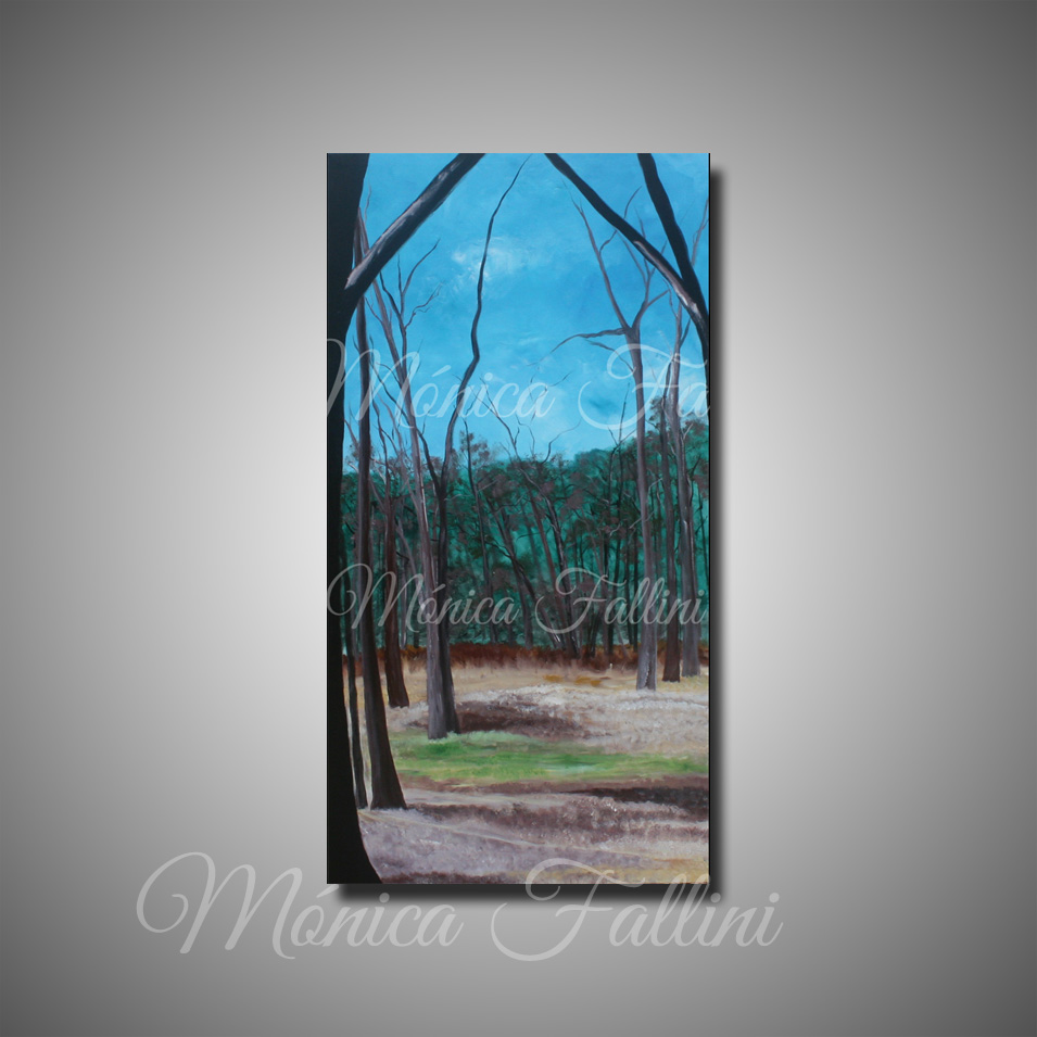 Painting titled 'A walk into the woods.' by Monica Fallini
