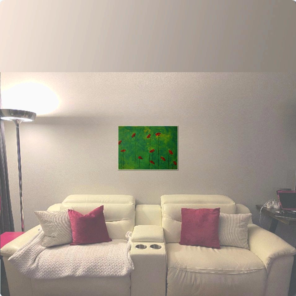 Painting titled 'Lime Poppies' by Monica Fallini