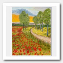 Landscape with red Poppies and path